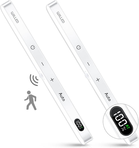 WILLED Under Cabinet Lights Rechargeable, Battery Display, 60 LED Touch Light Bar,