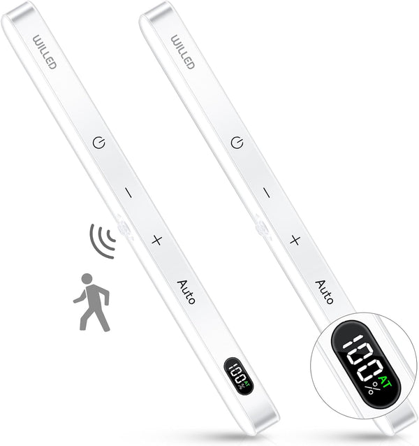 WILLED Under Cabinet Lights Rechargeable, Battery Display, 60 LED Touch Light Bar,