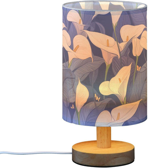 Amooorous Nature Calla Lily Royal Blue Night Table Lamps Baby Night Light for Library Table Lamps for Boys with USB