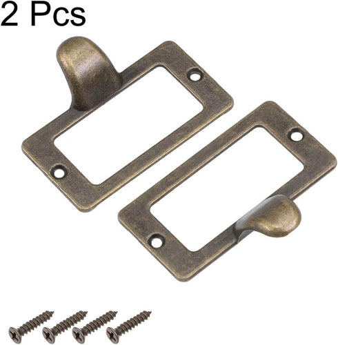 uxcell Label Holder Pull Handles, Vintage Zinc Alloy Label Frame Drawer Knobs for Cabinet Cupboard, Bronze Tone 59x31mm Pack of 2 w Screws by uxcell
