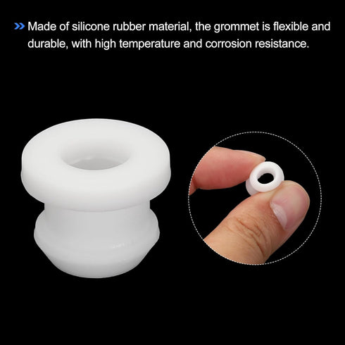 MECCANIXITY 10Pcs White Snap Rubber Grommet Plug Mount, Dia 9mm ID 6.2mm Seal for Electrical Box Cable Pipe