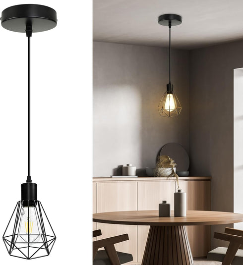 LTBLIGHT Black Pendant Light, Modern Single Pendant Light Fixture with 1.2m Cord,