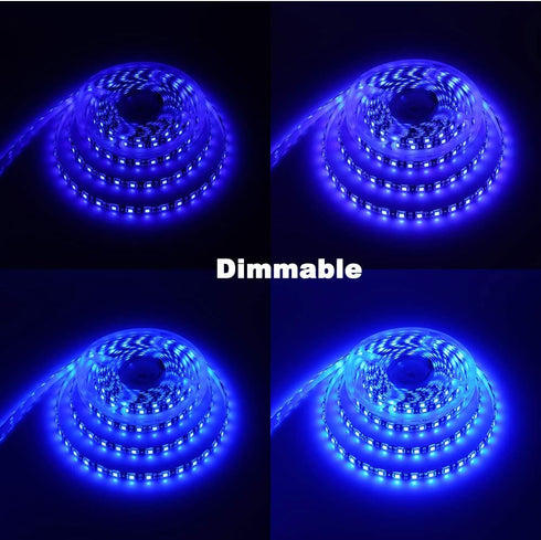 YUNBO 12V LED Strip Blue - 16.4ft Waterproof IP65 Outdoor Black PCB Flexible LED Tape Light for Home Decoration