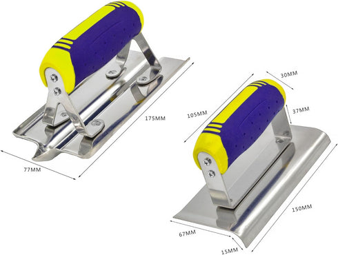 DIXIANG Set 3 (11" 4") (6" 3", 1/2"R) (6" 3", 1/2"W,1/2"D) Concrete Tools PC Stainless Steel Flat Finishing Trowel x