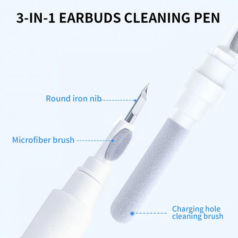 3 1 1 2 3, Headsets in Cleaner Kit for AirPods Pro Multi-Function Cleaning Pen with Soft Brush & Flocking Sponge