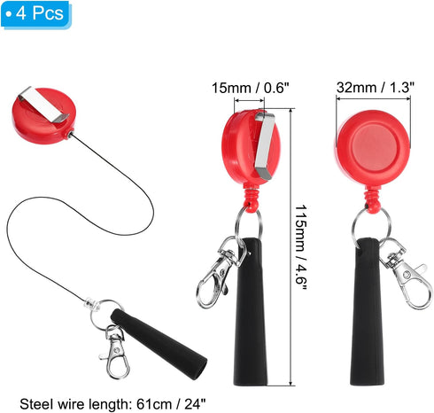 4 Pack PATIKIL Retractable Pen Holder, Pull Pen Pencil Holder Elastic Silicone Grip Pencil Holder for Woodwork