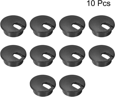 uxcell 10Pcs Plastic Desk Cable Hole Cover, 1-3/8" Grommets for Office PC Desk Cable Organizer (Black)