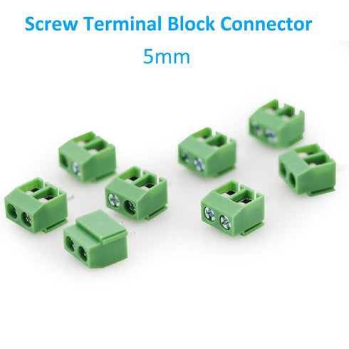 Green 20PCS 2P 2 Pin Screw Terminal Block Connector, 5mm Pitch for Arduino, 8A 250V