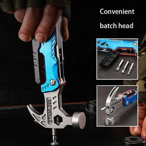 HomeExit Steel Multifunction Tool, Aluminum Alloy and Stainless Steel Construction, Blue Compact Multi Tool