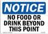 OSHA Notice Signs - No Food Or Drink Beyond This Point, Heavy Duty Vinyl Label Decal