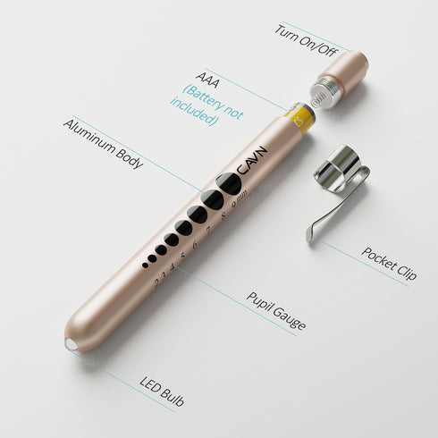 2 CAVN Pen Light with Pupil Gauge LED Penlight for Nurses Doctors, Pcs Reusable Medical Penlight for Nursing Students