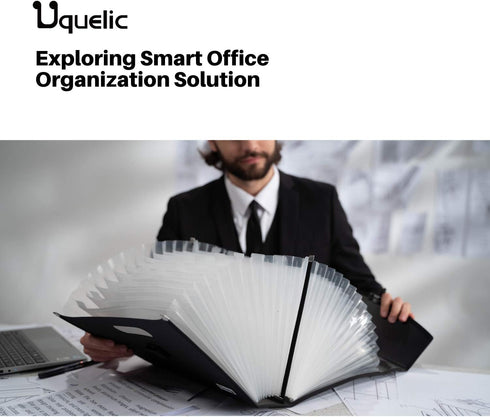 Uquelic 26 Pockets Expanding File Folder - Durable Buckle, Ergonomic Handle, Large A4 Expandable File Organizer