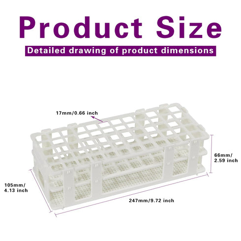 Plastic Test Tube Rack for 16mm Tube, 60 Wells, White,Detachable (60 Hole)