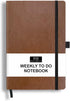 RICCO BELLO Undated Weekly Planner Notebook, Faux Leather Hardcover, 5.7 x 8.4 Inches, with Pen Loop and Pocket