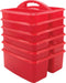 Teacher Created Resources Red Portable Plastic Storage Caddy, 6-Pack for Classroom, Kids Room, Office Organization