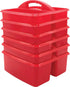 Teacher Created Resources Red Portable Plastic Storage Caddy, 6-Pack for Classroom, Kids Room, Office Organization