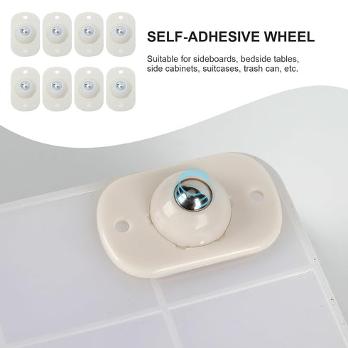 8pcs NUOBESTY Self-Adhesive Sticky Casters Universal Swivel Storage Box Wheels with Steel Ball Bearings for Rolling