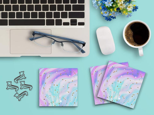 Butler in the Home Sticky Notes 12 Pack, 3"x3", 50 Sheets/Pad, Blue Fantasy Glitter Design, Cute Funny Memo