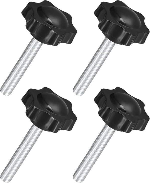 uxcell 4Pcs M8 x 50mm Star Knobs, Plastic Hex Shaped Clamping Knob Screw for Umbrella Base Replacement