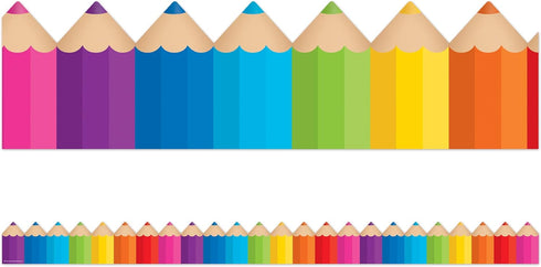 Teacher Created Resources 3496 Colored Pencils Die-Cut Border Trim, 35 Foot