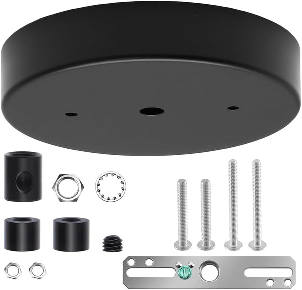 Biaungdo 6 Inch Ceiling Lighting Canopy Kit, Black Pendant Light Canopy Kit Metal