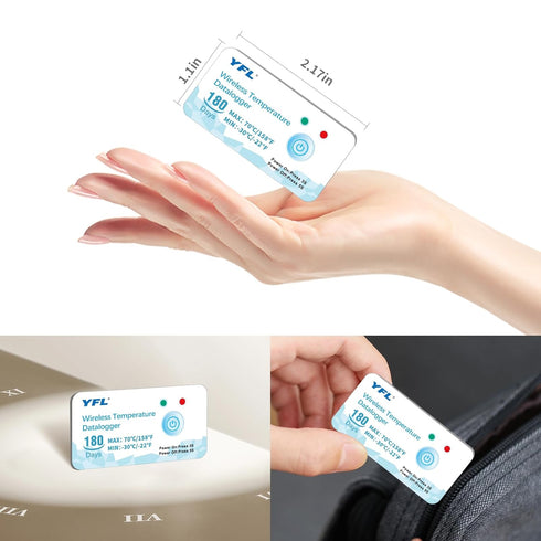 YFL 180 Outdoor-1 Pack Wireless Temperature Data Logger Reusable Temperature Sensor USB-Free Thermometer Recorder High