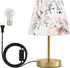 Dimmable ALAZA Table Lamp for Bedroom Nightstand Watercolor Pink Rose Flower Gray Leaves Bedside Lamp with USB Port