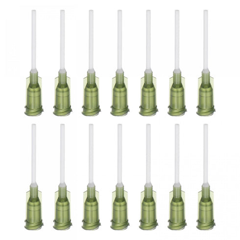 uxcell 50 Pcs 14G Plastic Dispensing Needles, 1" PP Glue Needle Tube Blunt Luer Lock Tips for Liquid Glue Gun, Olive