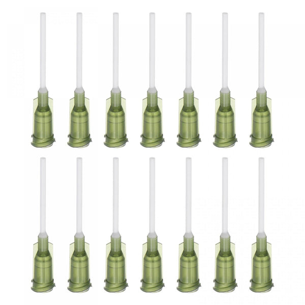 uxcell 50 Pcs 14G Plastic Dispensing Needles, 1" PP Glue Needle Tube Blunt Luer Lock Tips for Liquid Glue Gun, Olive