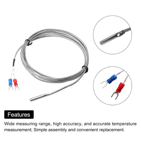 MECCANIXITY E Type Thermocouple Temperature Sensor Probe - 4x30mm, 6.6ft Wire, 0 to 600°C