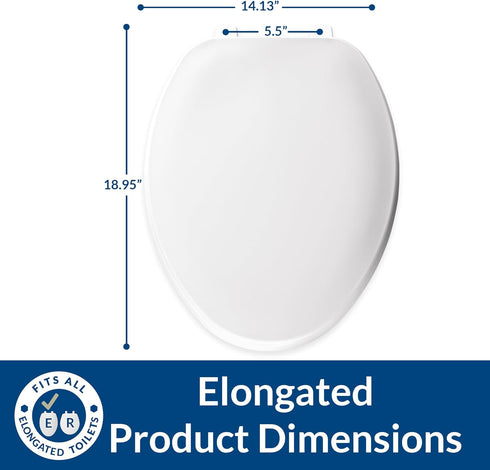 170 Bemis Durable Plastic Toilet Seat, Elongated, White