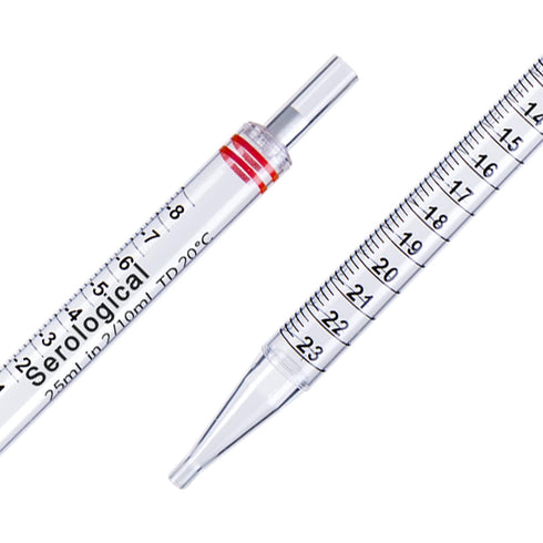 Polystyrene Serological Pipettes, Individually Wrapped Sterile Plastic Graduated Pipette 25ml, Pack of 25