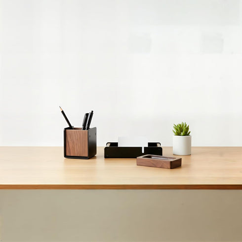 Walnut Desk Accessories Tray for Home Office, Wood Valet Tray for Men, Desktop Organizer Drawer for Airpod, Keys