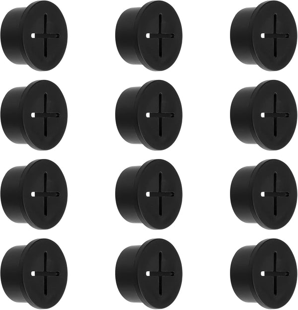 12pcs Cable Cord Grommet - 3/4 Inch Wire Hole Cover with Storage Case for Desk Wire Holders, Office Home School (Black)