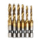 AUTOTOOLHOME 6 Pack Titanium Combination Drill Tap Bit Set, Screw Tapping SAE Sizes