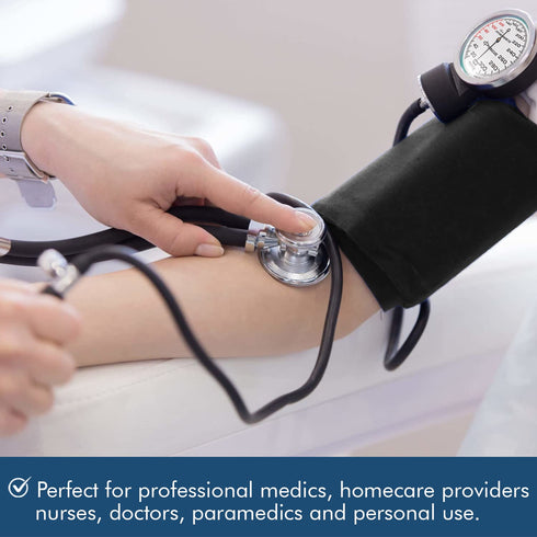 NOVAMEDIC 8.7-16.5", Adult Size Self Taking Black Aneroid Sphygmomanometer, Stethoscope Kit - Professional Blood