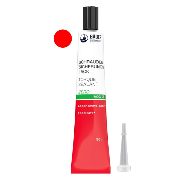 Original BÄDER Torque Sealant Tamper Proof Indicator, Zero Color Red 50ml, Threadlocker Made in Germany Since 1962