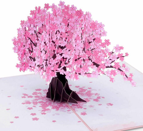 Paper Love 3D Cherry Blossom Pop Up Card - Gift for Birthday, Wedding, Anniversary, 5" x 7" Cover