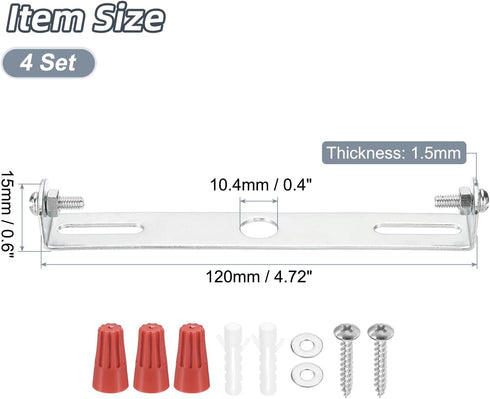 LUMLLSAJI 120mm (4.72") 4 Set Universal Light Fixture Mounting Bracket Kit, Light Crossbar Ceiling Light Plate