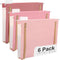 Y YOMA 6 Pack Extra Capacity Hanging File Folders with Handle, Cute Pink Accordion Decorative Folder with 1/5-Cut