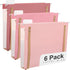 Y YOMA 6 Pack Extra Capacity Hanging File Folders with Handle, Cute Pink Accordion Decorative Folder with 1/5-Cut