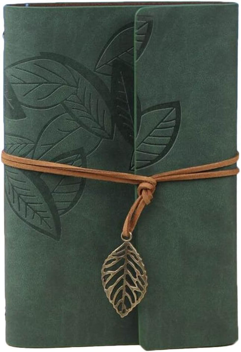 Leather Writing Journal Refillable Travelers Notebook for Women, Art Sketchbook, Travel Diary, Dark Green
