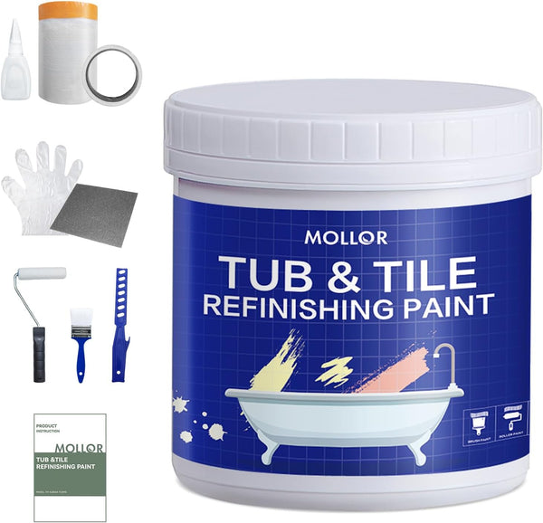 Tub and Tile Refinishing Kit with Tools, 35oz White Tile Paint Water
