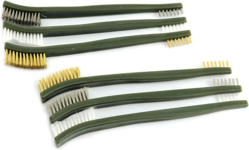 6-Pack Double-Ended Cleaning Brushes, 2PCS Stainless Steel, 2PCS Brass, 2PCS Nylon Brushes