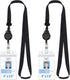Retractable Breakaway Lanyard with ID Badge Holder, Adjustable Carabiner, Waterproof Zip Card Holder, Black 2 Pack