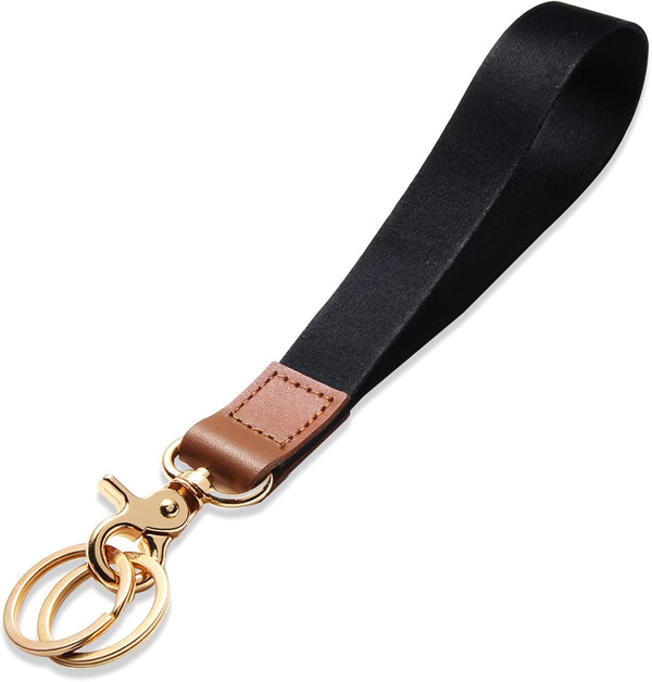 Hand Wrist Lanyard Key Chain Holder, Black Strap for Key for Men & Women, Short Keychain for Car Key