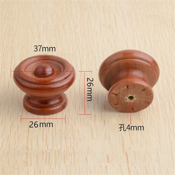 FirstDecor 2PCS (37x26mm) Farmhouse Style Wooden Knobs Wood Drawer Shoe Cabinet Bedside Table Knobs Pulls Safety