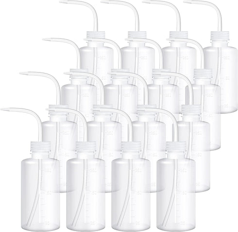 18 Pcs Tattoo Wash Bottle, Plastic Squeeze Bottle 250 ml with Narrow Mouth for Lab Wash and Plant Irrigation