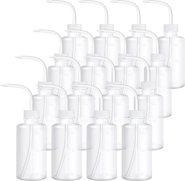 18 Pcs Tattoo Wash Bottle, Plastic Squeeze Bottle 250 ml with Narrow Mouth for Lab Wash and Plant Irrigation