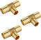 EFIELD 1" x 1"x 3/4" Barb Crimp Pex Reducing Tee Brass Fittings, Pack of 3, ASTM F1807